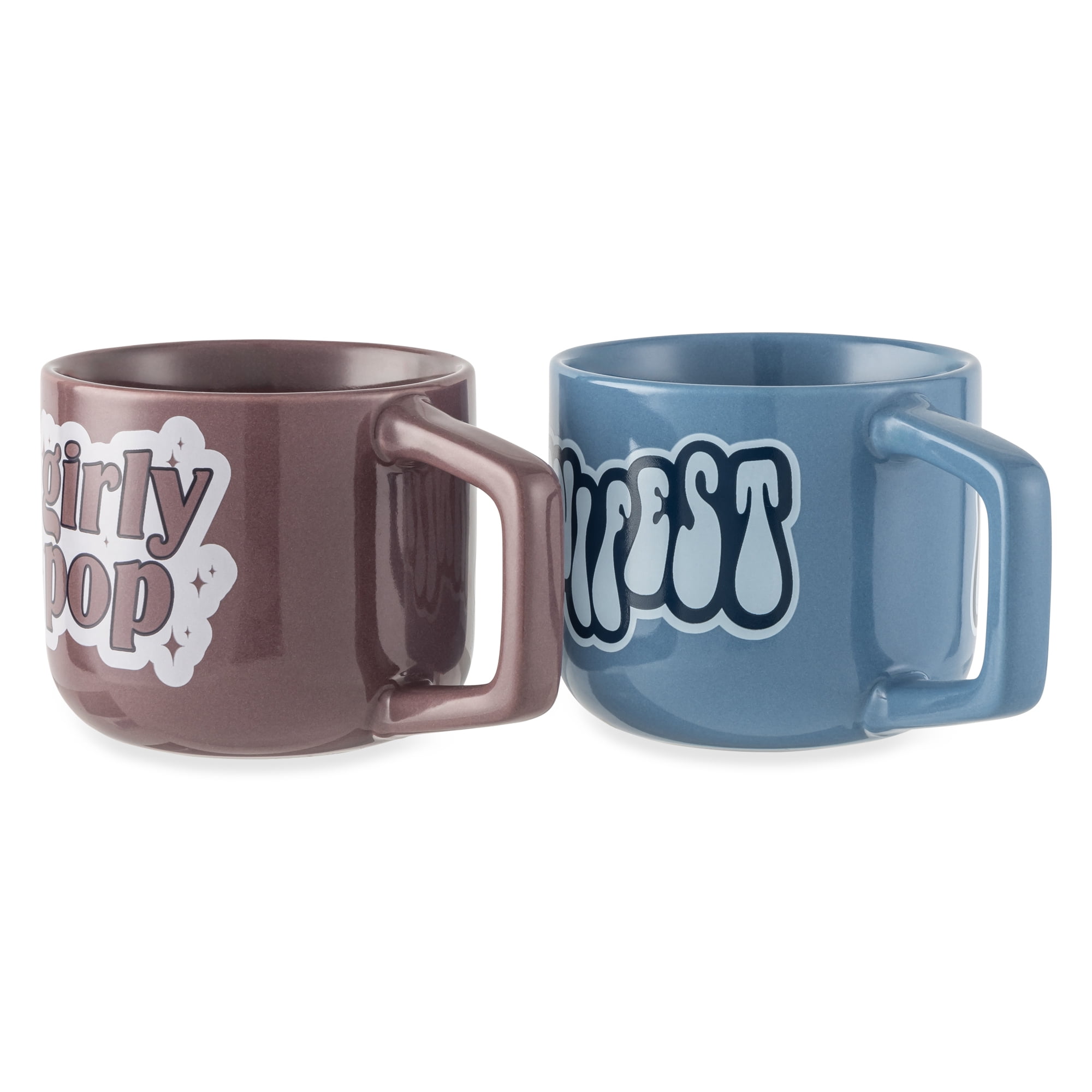 Thyme & Table 2 Pack Manifest Blue and Girly Pop Purple Mugs 13.8 fl oz, Stoneware