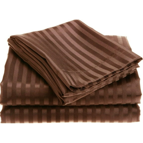 FAITH, HOPE, LOVE HOME DÉCOR 1800 Series Wrinckle Resistant 3 Piece Twin Size Embossed Stripe Sheet Set - Chocolate