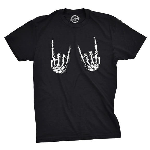 Mens Heavy Metal Bones Hands T Shirt Funny Rock On Halloween Tee Graphic Tees