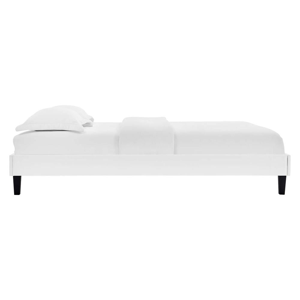 Modway Reign Twin Performance Velvet Platform Bed Frame in White