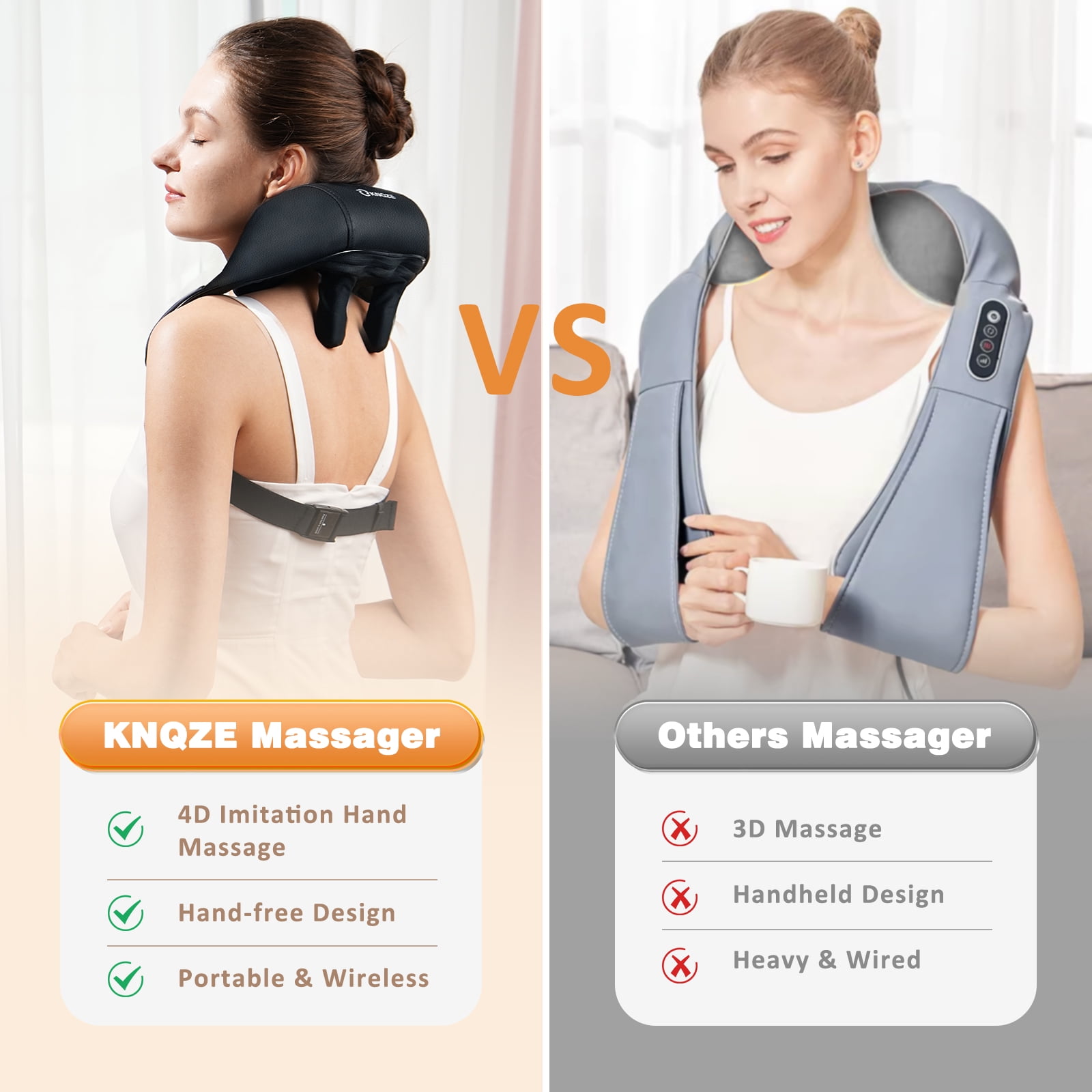 QUINEAR Neck Massager with Heat, Cordless Electric Pulse Neck Massage  Device for Pain Relief & Deep Relaxation QN-033N - QUINEAR Massager