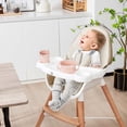 thumbnail image 3 of Costway Baby High Chair Wooden Feeding Chair with 4-Gear Tray & Removable Cushion Beige, 3 of 9
