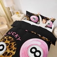 thumbnail image 3 of Castle Fairy Vintage Billiards Twin Duvet Cover, Leopard Print Billiards Twin Bedding, Pink Brown Black,Black Reversible,2pcs,1 Duvet Cover and 1 Pillowcase, 3 of 6