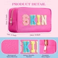 thumbnail image 4 of Bolsas de maquillaje Cunno Preppy de nailon con letras de chenilla, 4 unidades, para mujer, 4 of 7