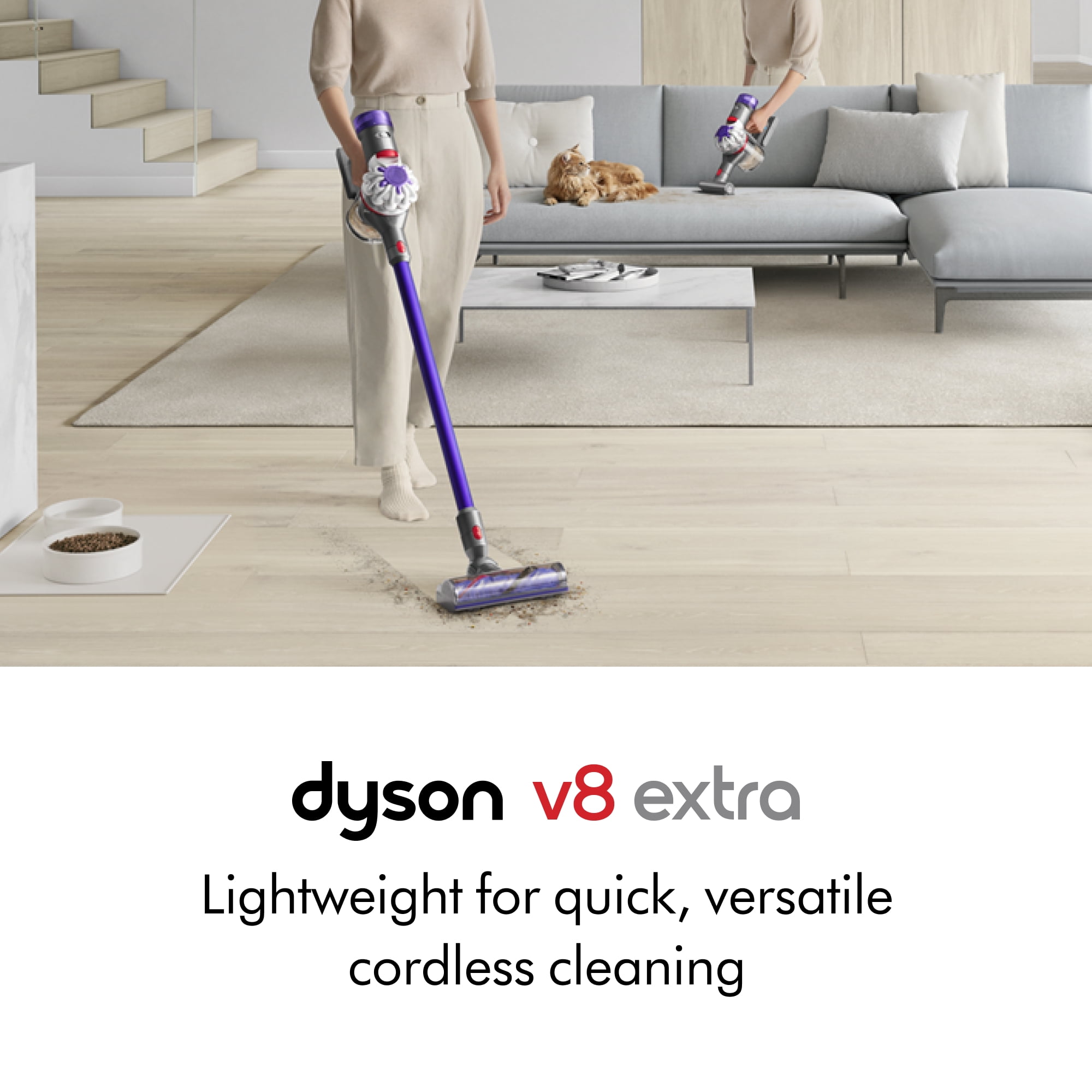 Dyson V8 Extra Cordless Vacuum Cleaner, Lightweight, Purple, Pet