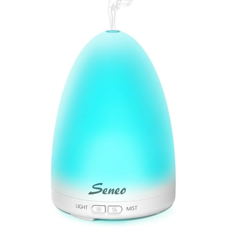 Seneo 100 ml Mini Essential Oil Diffusers Ultrasonic Aromatherapy Cool Mist Humidifiers with Auto Shut- Off , 7 Color Changing LED Lamps, Mist Mode Adjustment for Home and Office