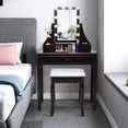 Topbuy Make-Up Vanity Table Dresser Set w/LED Light & Padded Stool ...