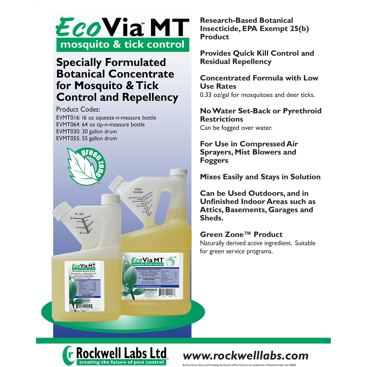 EcoVia MT Mosquito & Tick Control - 16 fl oz Bottle by Rockwell Labs