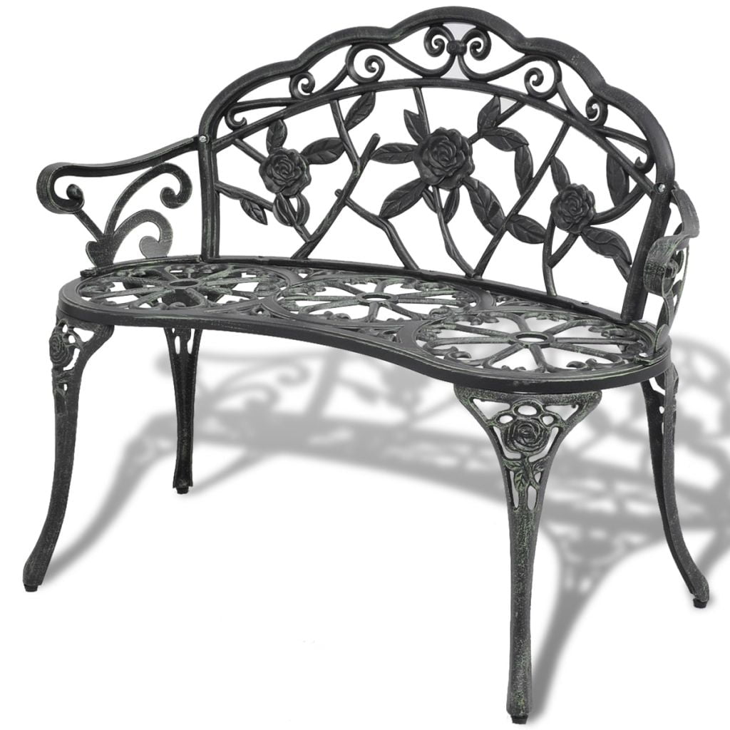 Kepooman 39" Aluminium Garden Bench with Backrest for Lawn Balcony Backyard, Green Kepooman 39" Aluminium Garden Bench with Backrest for Lawn Balcony Backyard, Green