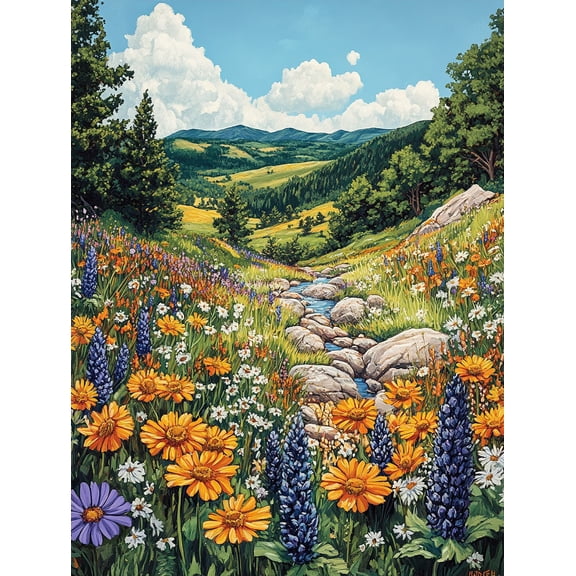 Mountain Wildflowers Canvas Wall Art, Perfect for Living Room, Bedroom, Office, Bathroom, and Kitchen Decor