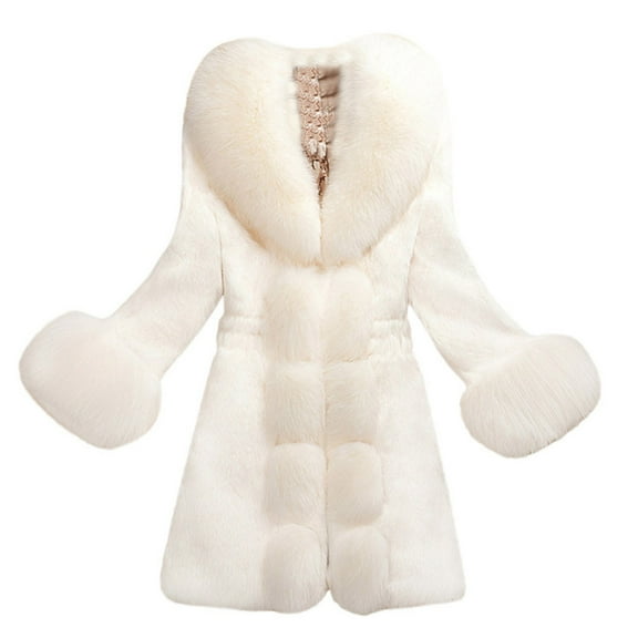 Elegant Women's Shearling Long Coat Thick Warm Winter Fashion Outerwear Jacket