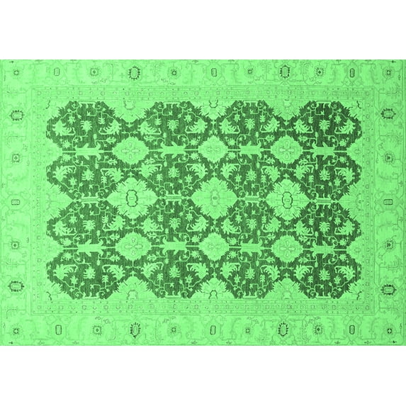 Ahgly Company Indoor Rectangle Oriental Emerald Green Traditional Area Rugs, 8' x 10'