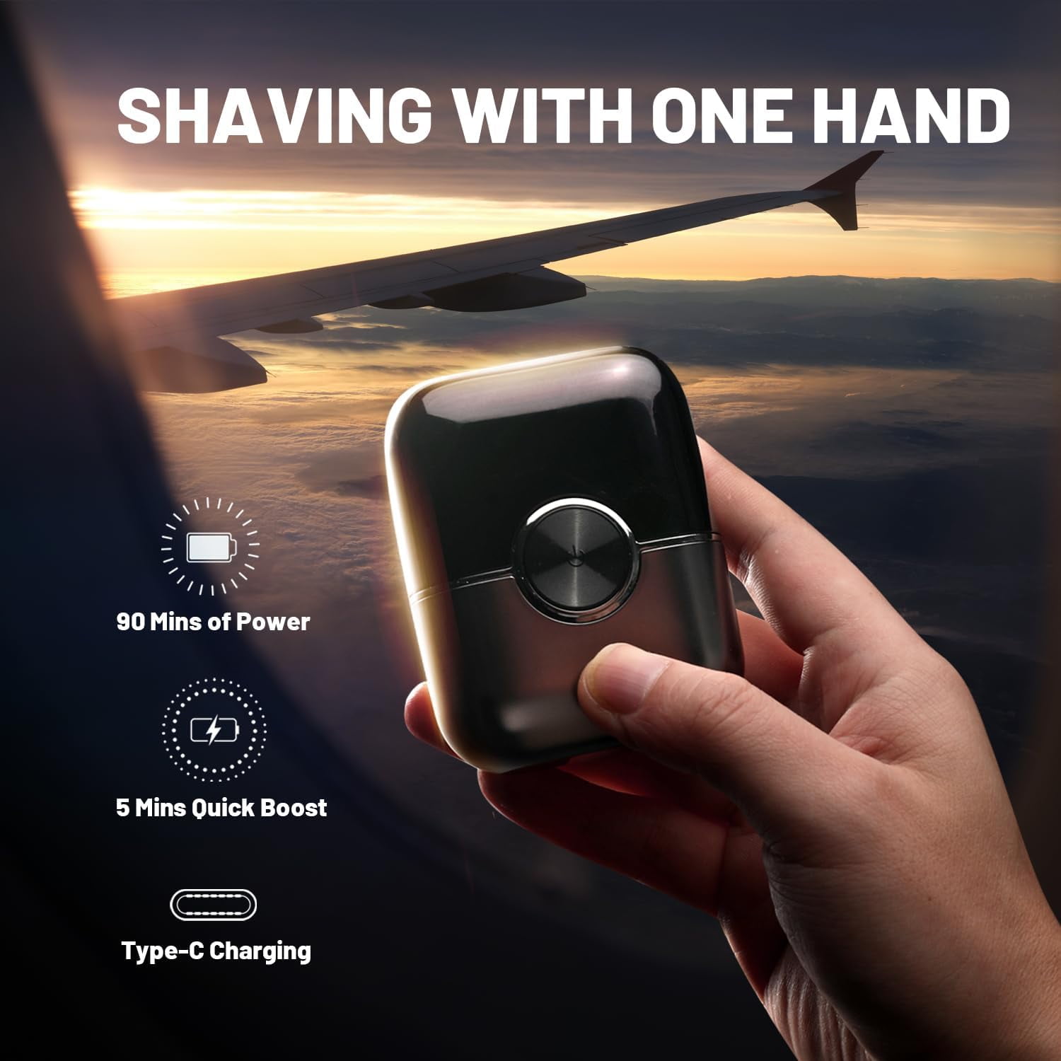 Nogroa Electric Razor for Men, 4 Blades Floating Head Foil Shaver, IPX7 Waterproof Wet/Dry Beard Trimmer, Portable Mini Electric Shaver for Travel with USB Type-C Charging
