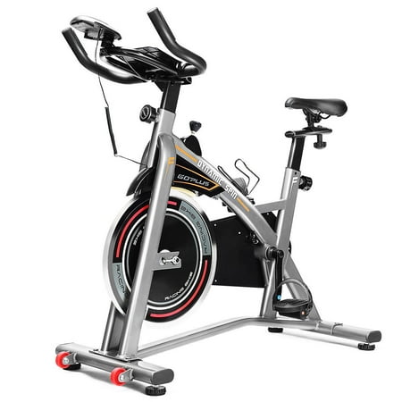 Goplus Exercise Bike LCD Display Adjustable Seat Handlebars Indoor Cycle Trainer (Best Cycle Turbo Trainer)