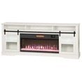 thumbnail image 3 of Fireplace TV Stand for Television up to 71'' with Storage and Farmhouse Sliding Barn Doors, Entertainment Center with Cabinet and Shelves, Media Console for Living Room, White, 3 of 7