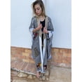 thumbnail image 2 of Striped Black Bohemian summer cotton Cardigan, Kimono, Boho Kimono, Beach Cover Ups, Gypsy Kimono Duster, Boho Kimono Robe., 2 of 2