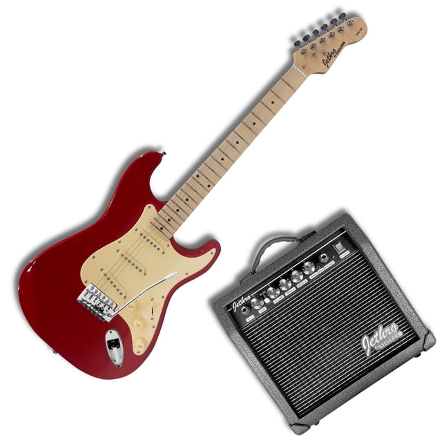 Paquete Guitarra Electrica Series Jethro By Steelpro 046-sk Color Rojo Material Del Diapasón Maple Orientación De La Mano Diestro