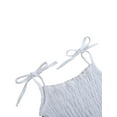 thumbnail image 2 of Baby Girls Summer Romper with Hair Band Solid Color Sling Shoulder Tie Outfit, 2 of 5