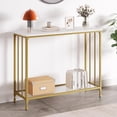 thumbnail image 4 of Console Table, Sofa Tables Narrow Entryway Table with Glass Shelf and Metal Frame, 33.5” Behind Couch Table Industrial Hallway Table for Living Room, Foyer, Bedroom, 4 of 9