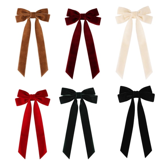 Xinwanna 6Pcs Velvet Bow Hair Clips Velvet Tassel Hair Ribbon Bowknot Barrettes Girl Decorative Hair Clip Hair Accessories (6pcs)