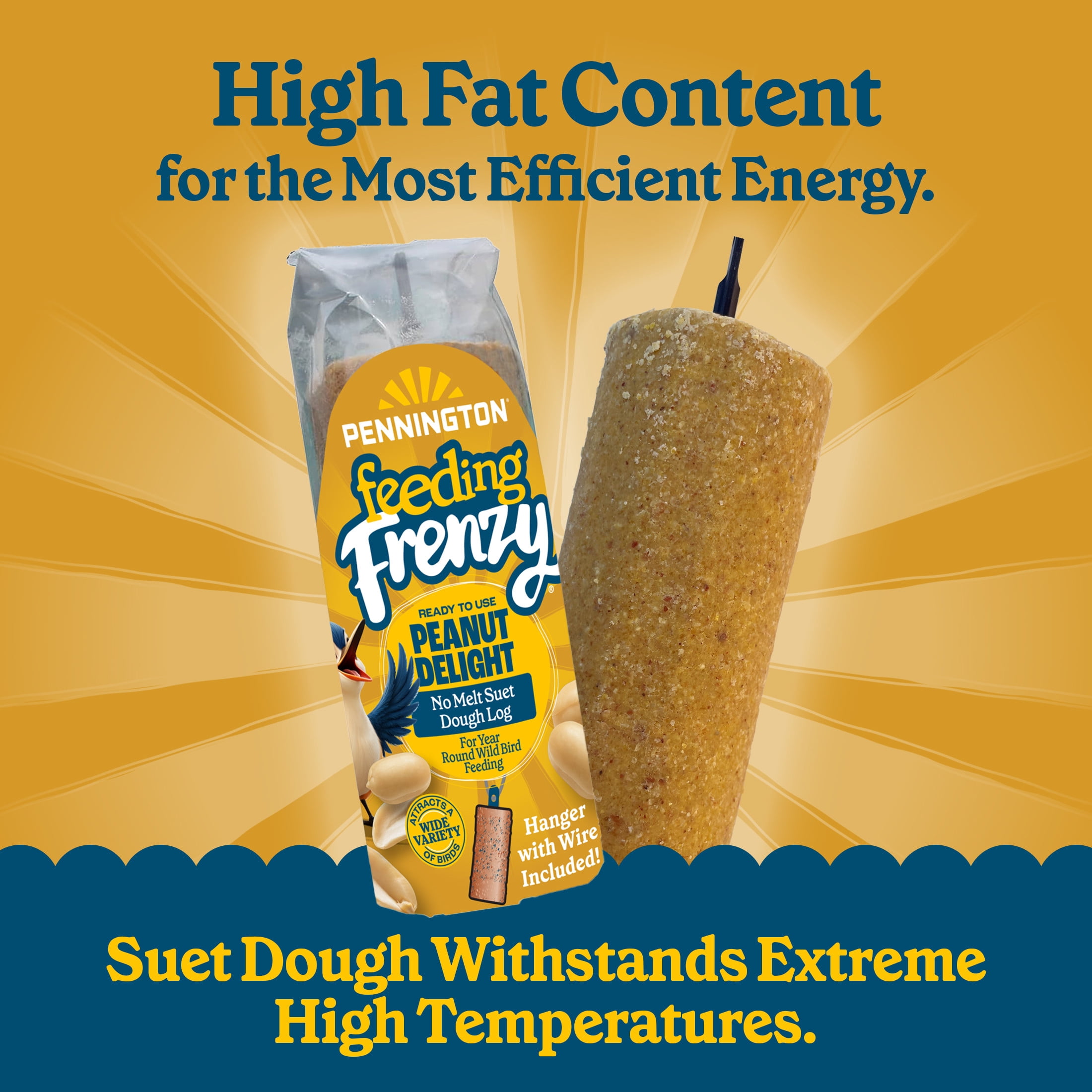Pennington Feeding Frenzy Peanut Delight Suet, 1 lb Log, Wild Bird Food, 1 Pack, Fresh
