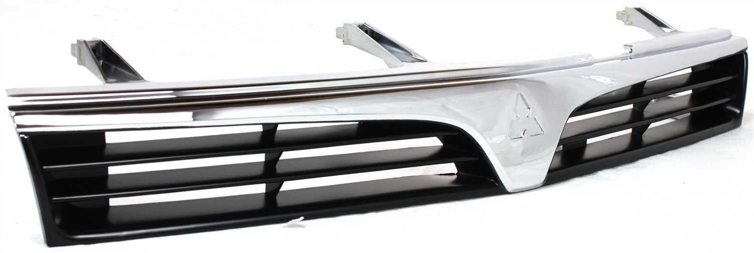 Grille Assembly Compatible With 1997-2001 Mitsubishi Mirage Sedan Chrome Shell with Painted Black Insert