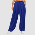 thumbnail image 7 of ctdiral Women Wide Leg Pleated Sweatpants Fashion Baggy Athletic Joggers Drawstring Waist Lounge Pants with Pockets Casual Lightweight Yoga Pants Blue XL, 7 of 7