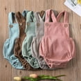 thumbnail image 4 of StylesILove Unisex Infant Baby Solid Corduroy Sleeveless Romper Toddler Boys Girls Backless Adjustable Jumpsuit Outfit (Green, 0-3 Months), 4 of 6