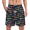 thumbnail image 1 of NICKSUN Shorts de Pyjama Amusants pour Hommes, Bas de Pyjama Courts Doux avec Poches, Poisson Tropical Coloré, 4TG, 1 of 6