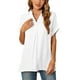 thumbnail image 1 of Blusa de verano con cuello en V para mujer, cómoda, informal, con dobladillo suelto, camisa de manga corta para mujer, 1 of 7