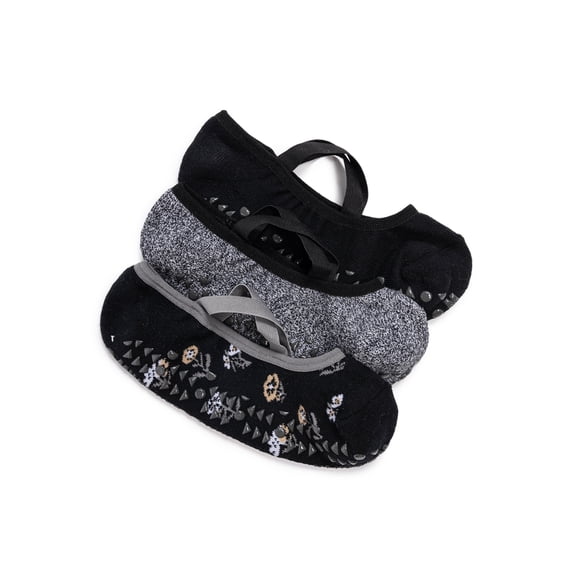 MUK LUKS Women's Pilates Ballerina Cotton Low-Cut Socks, 3-Pack, Shoe Sizes 6-10