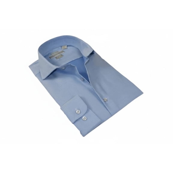 Men's Dress Shirt Christopher Lena 100% Cotton Wrinkle Free C507RSSR Blue Slim