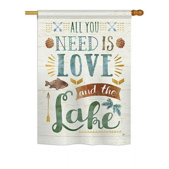 Breeze Decor BD-OU-H-109050-IP-BO-D-US18-WA 28 x 40 in. All You Need Is Love & Lake Nature Outdoor Impressions Decorative Vertical Double Sided House Flag