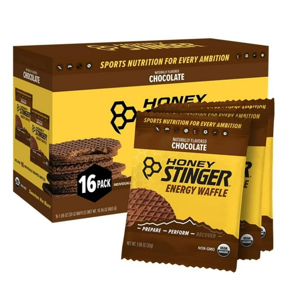 Organic Honey Waffle Energy Stroopwafel for Exercise, Endurance and Performance Sports Nutrition for Home & Gym, Pre and Post Workout Box of 16 Waffles, 16.96 Ounce (Pack of 16)