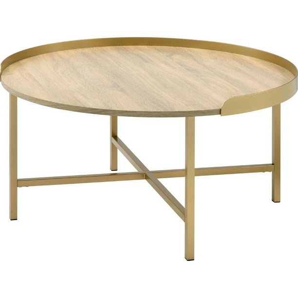 Round Tray Top And Tubular Metal Legs, Steel Tray Top Coffee Table
