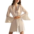 thumbnail image 1 of Gibobby Pijama De Mujer mujer Sexy manga larga longitud media Albornoz dama de honor camisón Albornoz ropa de dormir(Blanco,G), 1 of 5