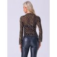thumbnail image 4 of DARING DIVA Women's Glitter Mesh Mock Neck See Through Blouse XL Gold, 4 of 6