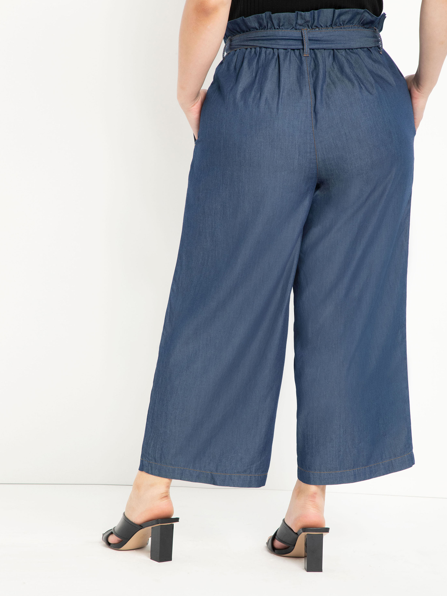 ELOQUII Elements Plus Size Paper Bag Waist Wide Leg Crop Pants - image 2 of 3