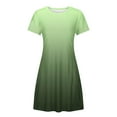 thumbnail image 4 of Uaswgudfs 2025 Women's Casual Short Sleeve A-Line Pocket Dress - Summer Round Neck & Flared Skirt for Effortless Daily Wear Green 3XL, 4 of 5