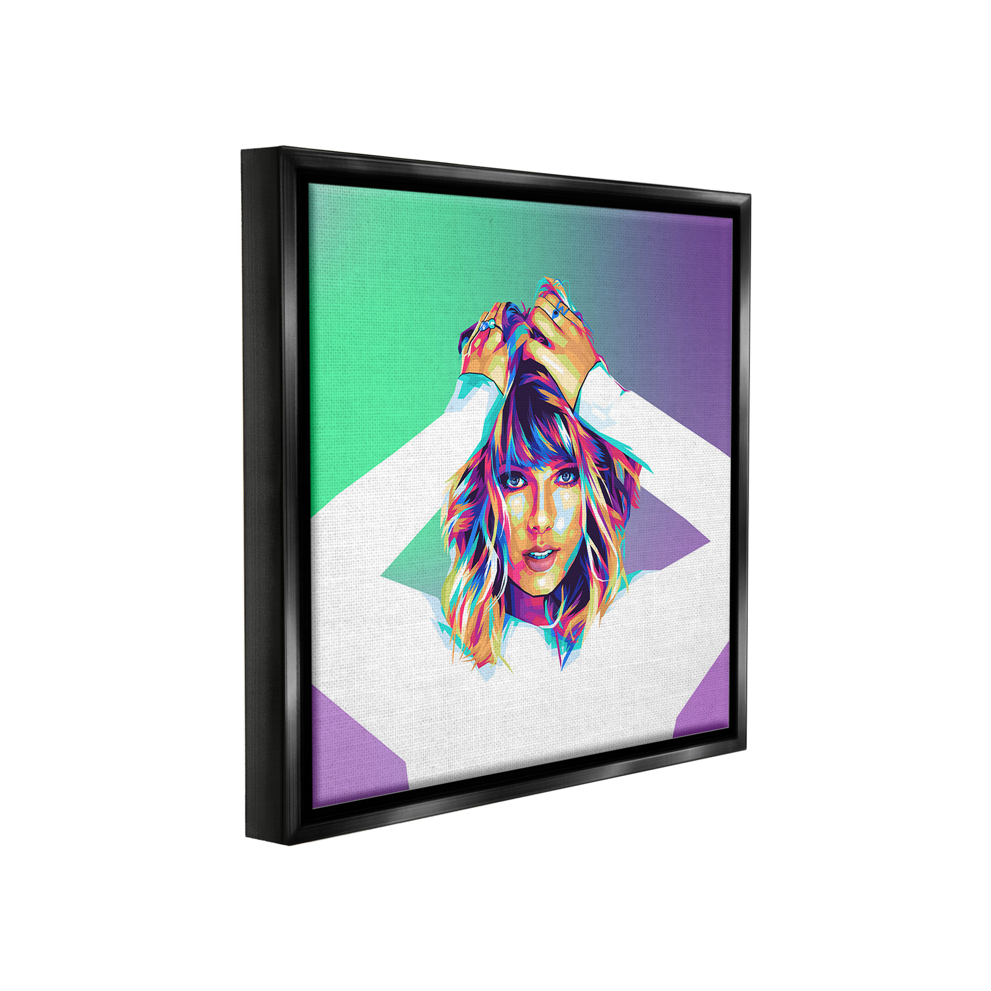 Stupell Industries Pop Musician Woman Abstract Painting Black Floater Framed Canvas Art Print Wall Art, 25 x 25