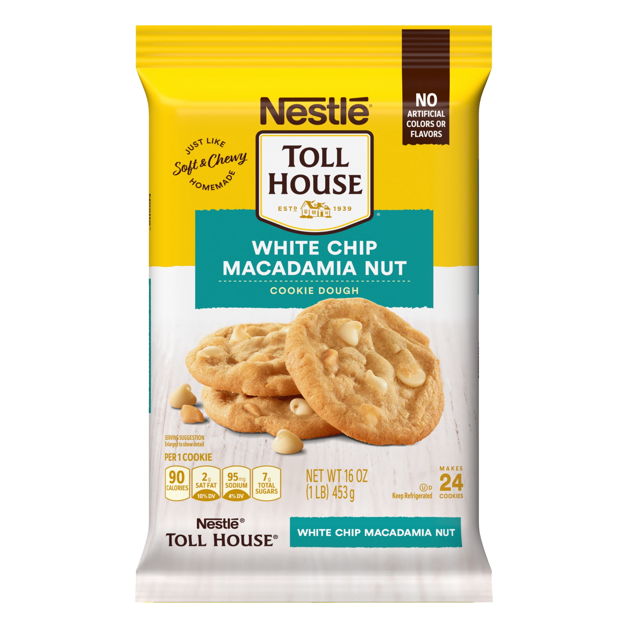 Nestle Toll House White Chip Macadamia Nut Cookie Dough, Makes 24 Cookies, 16 oz