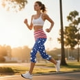 thumbnail image 4 of HELLHERO American Flag Printed Capri Leggings for Women Tummy Control Yoga Leggings Athletic Yoga Pants Capris with Pockets, M, 4 of 7