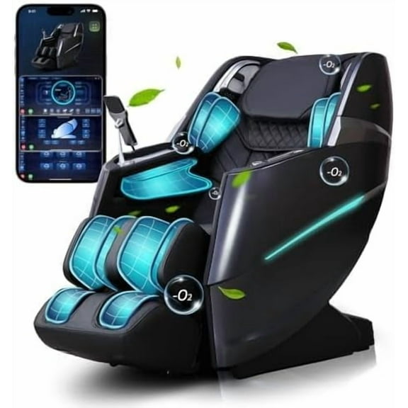 4D Massage Chair Full Body, Zero Gravity Massage Chairs with SL Track Electric Leg Extension Thai Strecth,11 Massage Technique, 40 Airbags Shiatsu Massage, APP Control,Black