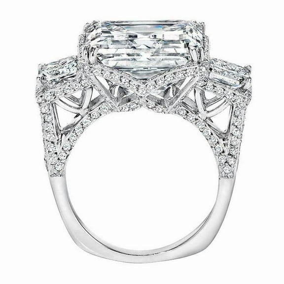 HeartsAndYou 6ct Asscher Cut Moissanite Cocktail Queens Engagement Ring for Women 18k White Gold over Silver