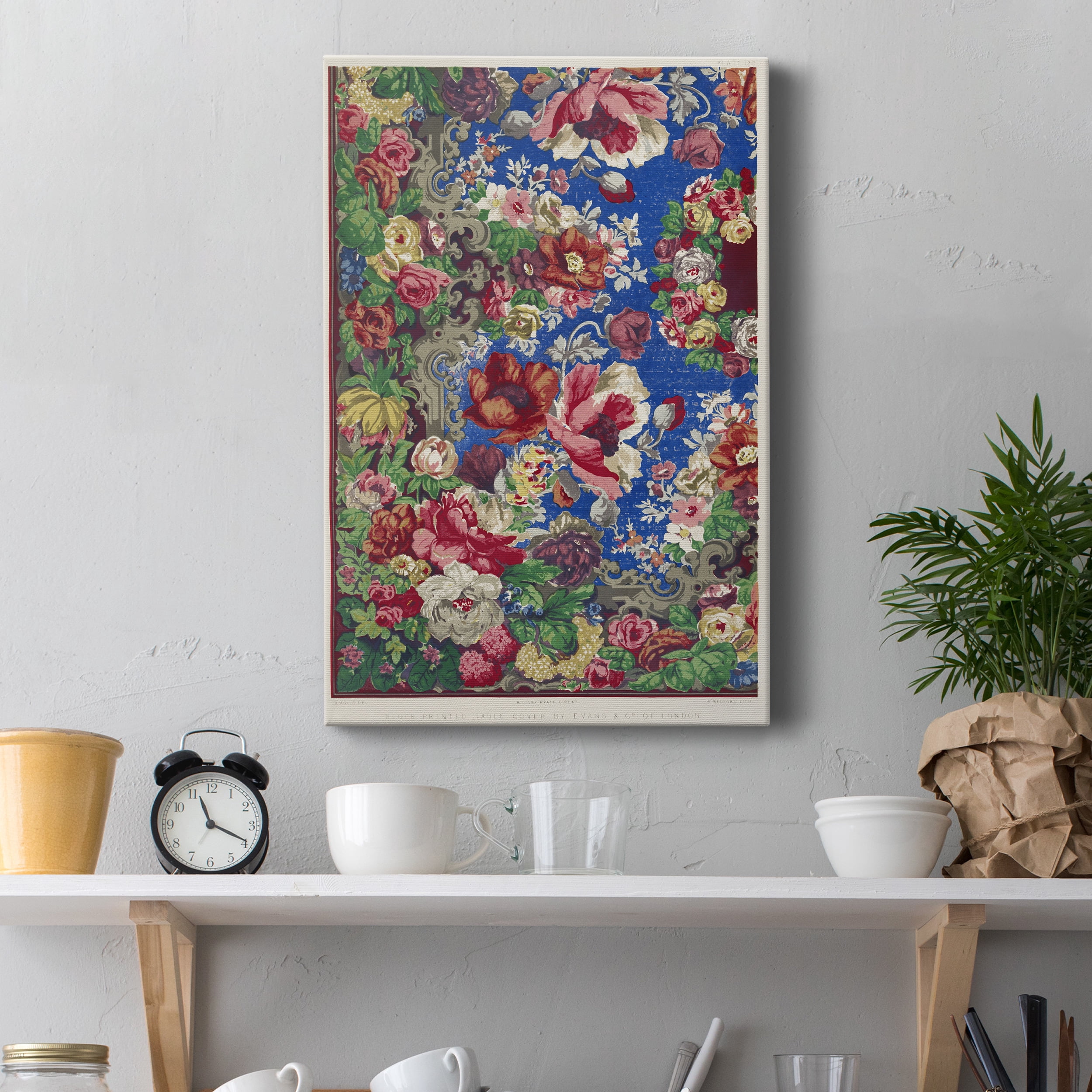 Block Printed Table Cover Premium Gallery Wrapped Canvas - Ready to Hang - 18 x 27