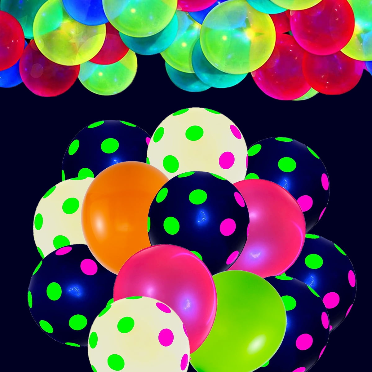 Sumind 50 Pieces Neon Glow Balloons Blacklight Reactive Fluorescent Mini  Polka Dots Balloons Blacklight Party Balloons Glow in the Dark Neon Latex