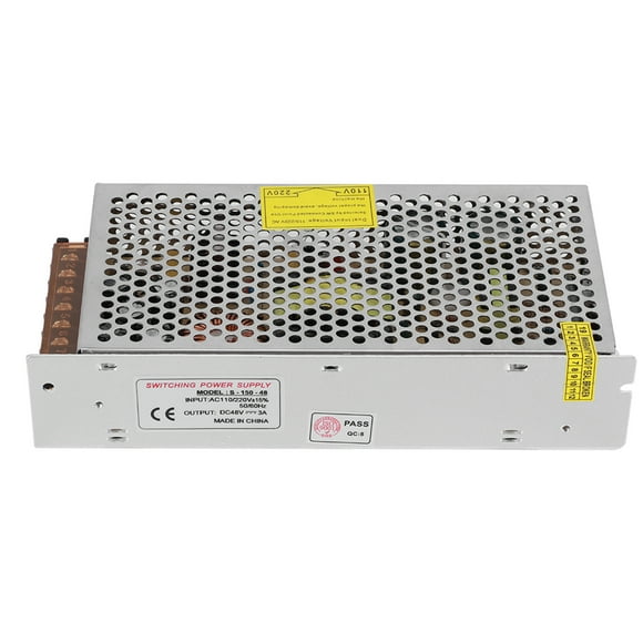 Adaptador de controlador de fuente de alimentación con interruptor, aleación de aluminio, CC 48 V, tira de luz LED para pantalla, impresora 3D, 150 W (48 V/3 A/150 W), CA 110/220 V ±15 %