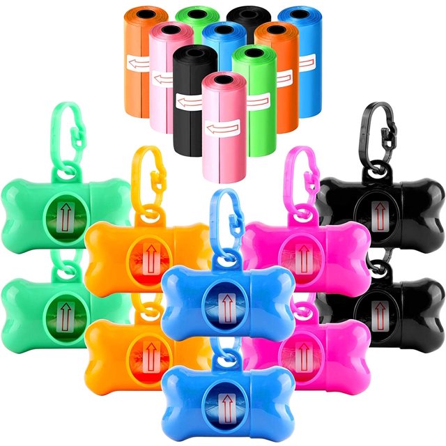 YSTINNG 10 Pack Bone Shaped Poop Bag Dispenser Pet Waste Disposal Bag Dispenser (Random Color) YD72-1888
