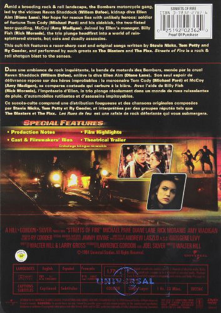 SDS, DVD, Streets of Fire PG 93 mins color closed captioned
