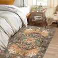 thumbnail image 6 of Washable Area Rug, 4x6 Non-Slip Boho Vintage Living Room Bedroom Rug with Rubber Backing, Low Pile Faux Wool Soft Distressed Rug Floor Carpet for Living Room, Laundry, Kids Playroom, 6 of 7